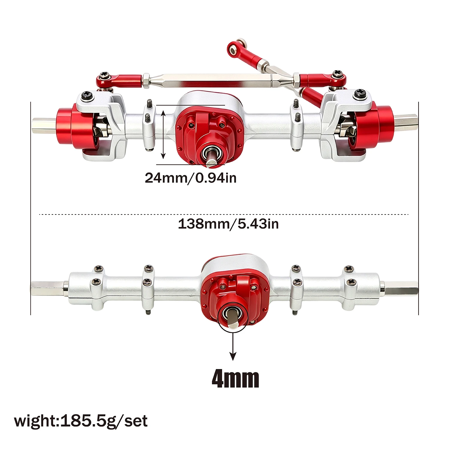 Ponts RC en métal et arbre de transmission 4 mm — MN99s V2, MN82S, MN78, MN300 et MN212 – Image 6